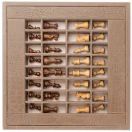 Exclusive Alligator brown leather chess Set